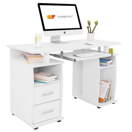 COMIFORT T05B - Mesa de Ordenador, Escritorio, Mesa de Oficina, 115x55x85 cm, Color Blanco