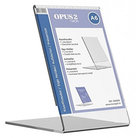 OPUS 2 350004 - Soporte de sobremesa, inclinado, acrilico Transparente, para A6 vertical