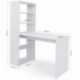 COMIFORT T08B - Escritorios y Estantería Reversible Mesa de Ordenador Juvenil o para Oficina 120x52x72/144 cm Color Blanco