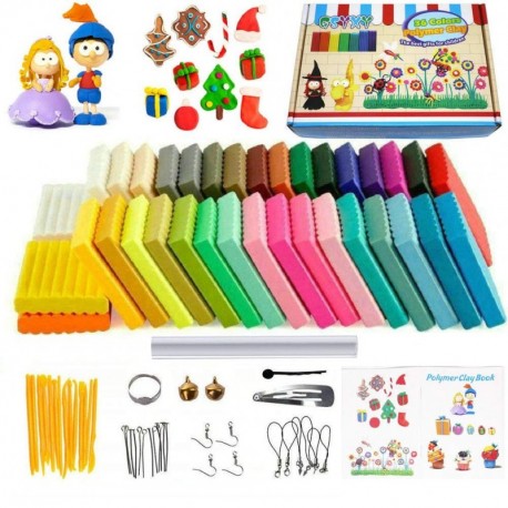 Arcilla de Polimérica, 36 Colores Segura y No Tóxica Horno Bake Modelado Craft Set y Tutoriales, Accesorios, Mejores Regalos 