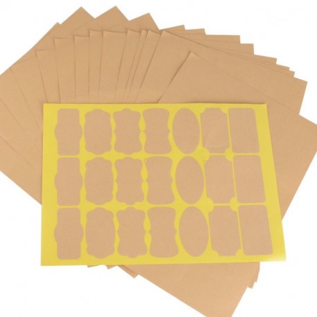 315pcs Pegatina Etiqueta Adhesiva Papel Kraft Marrón Marcador para Tarros Cocina Cajas Regalos Navidad Boda Fiesta 7 formas 2