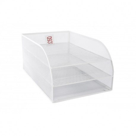 Osco – Papelera ártico blanco wiremesh 3 Tier Bandeja para cartas montado 