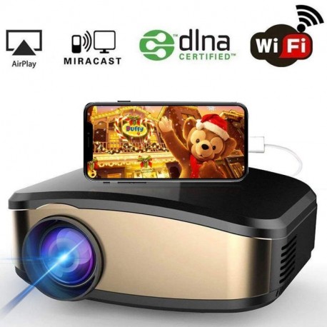 Proyector de video WiFi, Proyector de 1200 lúmenes Full HD 1080P de HuiHeng Proyectores de video portátil mini con entrada de
