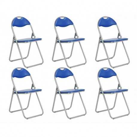 Juego de 6 sillas plegables multiusos PVC azul metal
