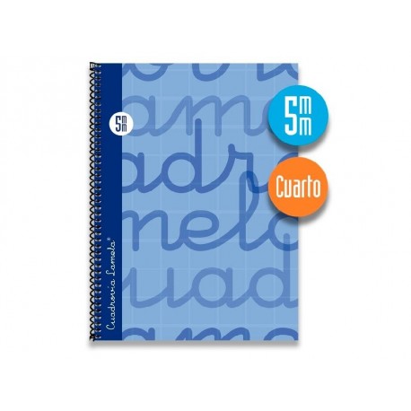 Cuaderno Espiral LAMELA 4º 80H Cuadro 5 mm. Tapa Extradura Azul 