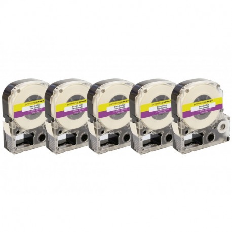 5 Compatibles LC-4WBN SS12KW 12mm x 8m Negro sobre Blanco Cintas para impresoras de etiquetas Epson LabelWorks LW-300 LW-300L