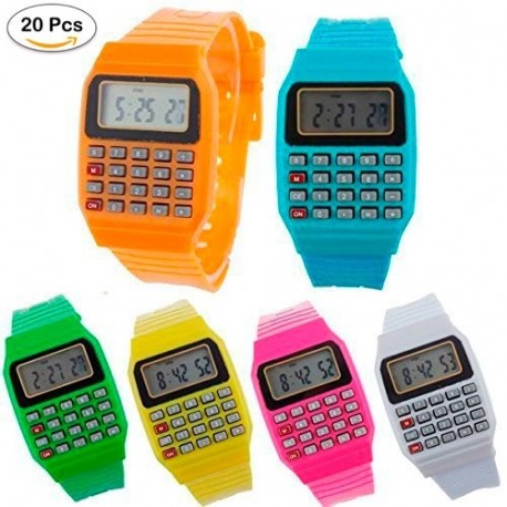 Lote de 20 Relojes Calculadora, Reloj Calculadora Niños- Relojes Baratos Niños Infantiles Calculadora Comuniones, Cumpleaños,