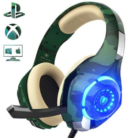 Cascos de Camuflaje para PS4 / PC / Xbox One,Beexcellent 2018 Auriculares de Última Generación con Sonido Cristalino en Altos