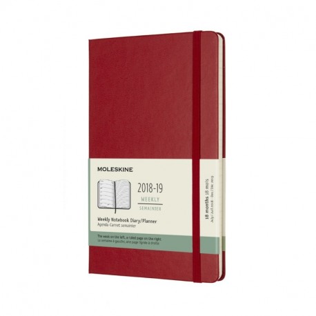 Moleskine DHF218WN3Y19 - Libreta semanal 18m grande de tapa dura, color rojo escarlata