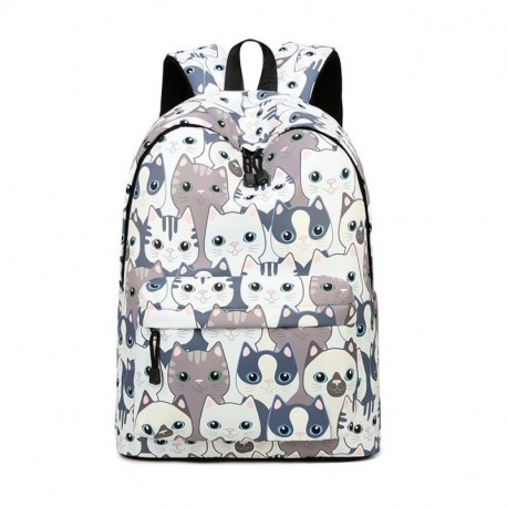 Acmebon Mochila Escolar Unisex y de Ocio Impermeable - Cartera Escolar para Niñas y Niños con Lindo Estampado Gato