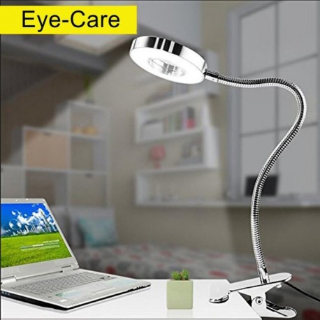 Lámpara flexo con pinza luz de escritorio, Protección ocular, Funciona con USB, Se puede girar por 360 grados, Lámpara de mes