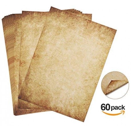 60 hojas Papel con diseño de papel antiguo Carta Pergamino Vintage Din A4 100g/m² Absofine DIY