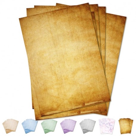 25 feuilles DIN A4 Papier parchemin vintage, 110 g/m², 210 x 297