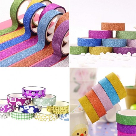 Cinta Decorativa, Buluri 30 Rollos Cinta Adhesiva De Washi Glitter Cinta Adhesiva Decorativa Para Manualidades De Scrapbookin