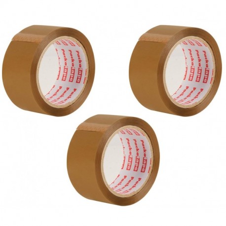 Packatape 3 rollos 48 mm x 66 m marrón cinta de embalaje para paquetes y cajas
