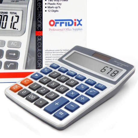 OFFIDIX oficina calculadora oficina escritorio calculadora, Solar y batería Dual Power electrónico calculadora portátil panta