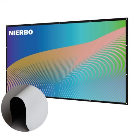 Pantalla Proyector Enrollable, NIERBO Pantalla de Proyección 100" PVC Antiarrugas Blanco para Cine en casa Full HD 3D Proyect