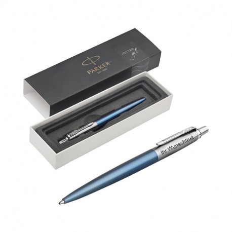 Bolígrafo Jotter de Parker, bolígrafo de gel, de acero inoxidable, en diferentes colores, incluye grabado láser Waterloo Blu