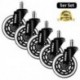 femor Set de Ruedas para Sillas de Oficina Ruedas para Muebles de Hogar 5pcs Repuestos de Ruedas 75mm Color Negro