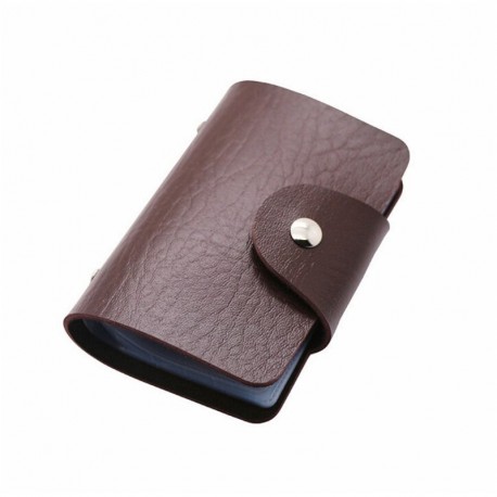 Hosaire Tarjetero Cartera Monedero Aleacion de Cuero para Mujer/Hombres 24 Bolsillos Marron 