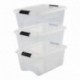 Iris Ohyama, Set – 3 Cajas de almacenaje apilables – New Top Box – ntb-15, Transparente, 15 L, 39,5 x 29 x 18,6 cm, plástico,