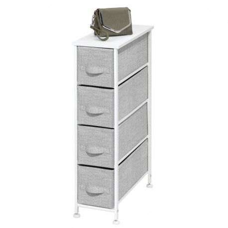 mDesign Cómoda de tela – Práctico organizador de armarios con 4 cajones – Sistema de almacenamiento estrecho para el dormitor