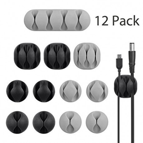 Avantree Pack de 12 Clips Duraderos para Cable, Sostiene y Esconde los Cables en la Mesa, Organiza y Gestiona los Cables de a