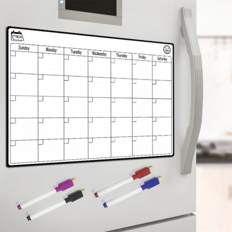 TTMOW Pizarra Blanca Magnética Calendario Tablero Magnético de Nevera con 4 Colores Pluma para Pizarra, Pizarra de Planificac