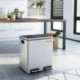 SONGMICS Basurero Reciclaje Cubo de Basura Cubo de Cocina de Acero Inoxidable con 2 Cubetas Interiores con Pedal Aislar el Ol