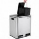 SONGMICS Basurero Reciclaje Cubo de Basura Cubo de Cocina de Acero Inoxidable con 2 Cubetas Interiores con Pedal Aislar el Ol