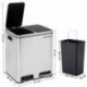 SONGMICS Basurero Reciclaje Cubo de Basura Cubo de Cocina de Acero Inoxidable con 2 Cubetas Interiores con Pedal Aislar el Ol