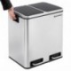SONGMICS Basurero Reciclaje Cubo de Basura Cubo de Cocina de Acero Inoxidable con 2 Cubetas Interiores con Pedal Aislar el Ol