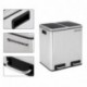 SONGMICS Basurero Reciclaje Cubo de Basura Cubo de Cocina de Acero Inoxidable con 2 Cubetas Interiores con Pedal Aislar el Ol