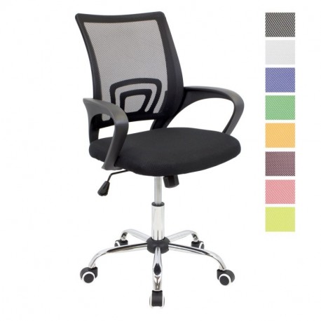 CashOffice - Silla de Escritorio Ergonómica, Silla de Oficina Giratoria con Respaldo Transpirable Negro 