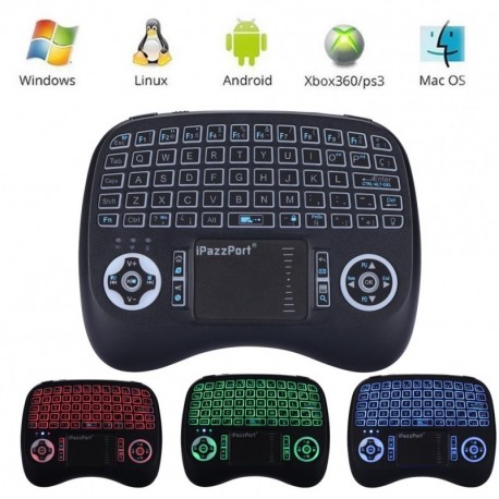 iPazzPort Mini Retroiluminado Teclado Inalámbrico con Touchpad 2.4GHz Mini Keyboard Teclado Ergonómico con Ratón Touchpad par