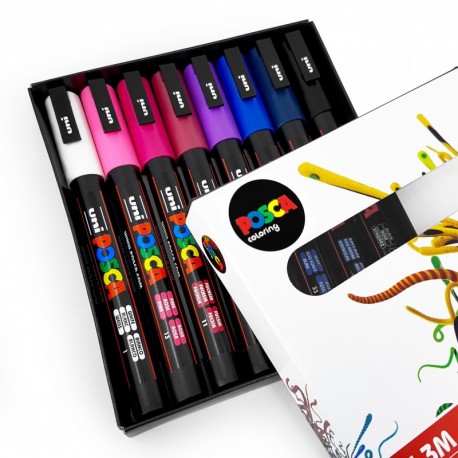 Uni Posca PC-3 M Art pintura – Marcadores – tonos de medianoche – SET de 8 – en caja de regalo