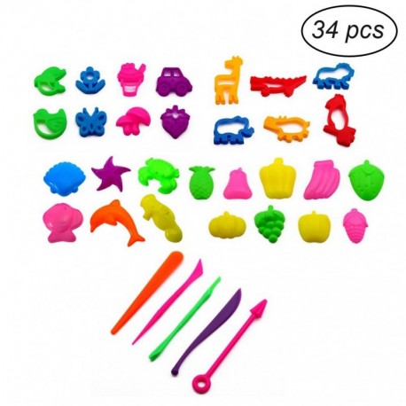 TOYMYTOY Kit de herramientas de masa de arcilla 34pcs con modelos y juguete de desarrollo educativo del molde del regalo del 