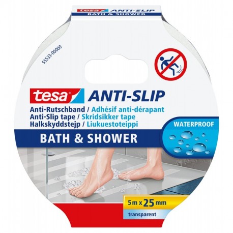 Cinta Tesa® Antideslizante baño y ducha, transparente