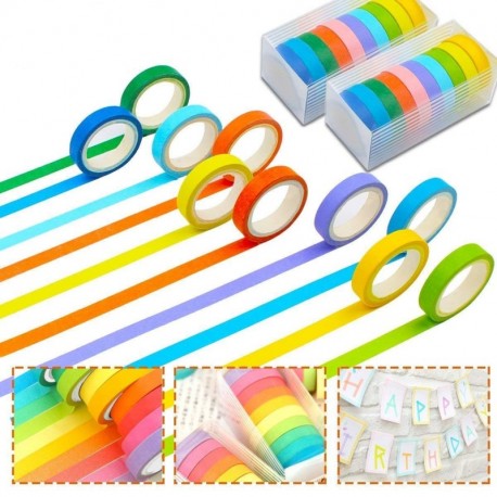 Topsky Washi cinta de carrocero Set, Rainbow Color cinta adhesiva de papel adhesivo de carrocero revistas Scrapbooking y manu