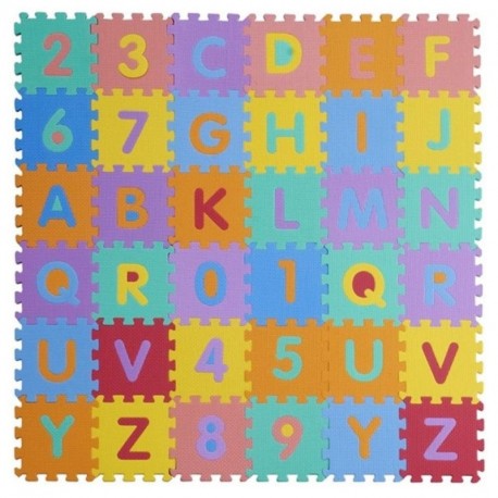 W-top 36 PCS Alfabeto Números Suave Alfombrilla de juego para niños, Actividad Puzzle Alfombras de juego Protección de piso -