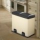 Mari Home - papelera de reciclaje, color crema, plateado, Cubo de basura 48 litros, de acero, 2 en 1, con apertura de pedal, 