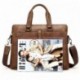 HeHe Cuero Maletín Hombre Bolsos maletin Bolso para Ordenador Portátil hasta 14.6" marrón 