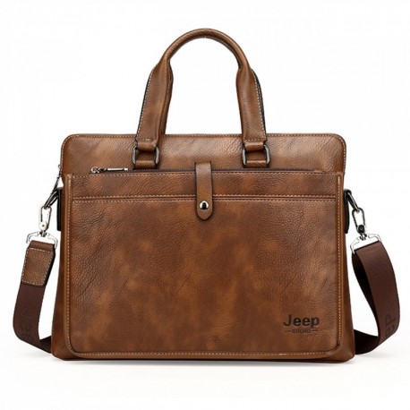 HeHe Cuero Maletín Hombre Bolsos maletin Bolso para Ordenador Portátil hasta 14.6" marrón 