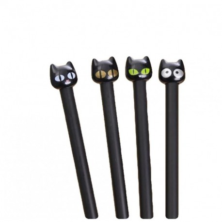 Kanggest 4 Unidades Plumas de Gel Creativas Kawaii Forma de Gato Bolígrafos de Gel Bonitos de Negro Tinta Bolígrafo
