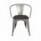 La Silla Española - Silla estilo Tolix con respaldo, reposabrazos y asiento acabado en madera. Color Industrial. Medidas 73x5