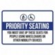 Prioridad asiento You debe renunciar a estos asientos para las personas que usan sillas de ruedas o otros dispositivos de mov