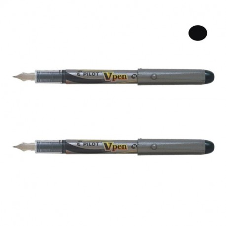 Lote 2 Plumas desechables Pilot V-pen Silver tinta líquida de color Negro