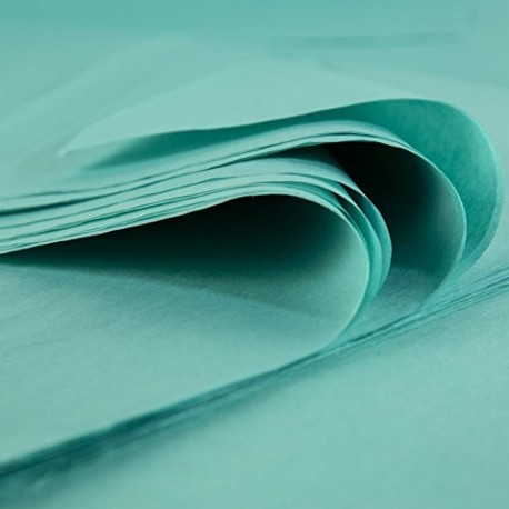 Hojas de papel de seda Premium, azul Caraibe, 48 hojas de 50 cm x 75 cm, 18 gramos, Fabrique en Francia