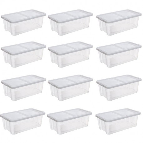 SONGMICS Juego de 12 Cajas de Zapatos con Tapa Organizador de Almacenamiento versátil Organizador apilable Producto de artesa