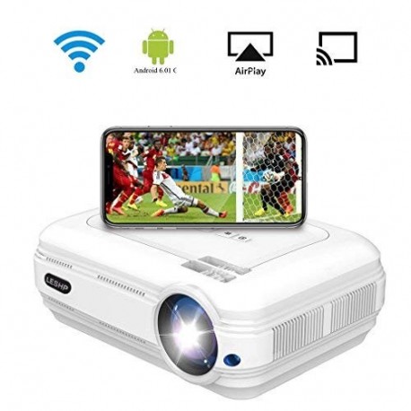 Proyector de Vídeo, LESHP LED Proyector Portátil con Sistema Android 3200 lumens Full HD 1080p proyector para Home Cinema Al